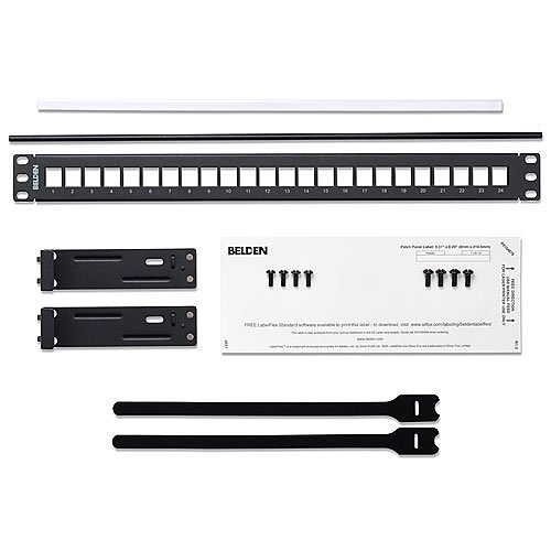 Belden Ax103114 KeyConnect 24-Port Flat Patch Panel, 1U RMS, Black