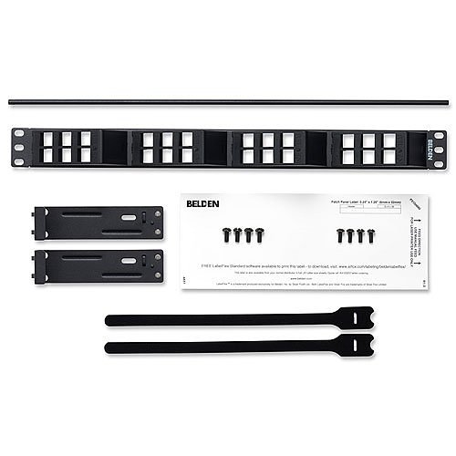 Belden AX103248 KeyConnect AngleFlex Patch Panel, 24 Port, 1U, Black