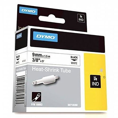 SuperInk 10 Pack Industrial Heat Shrink Tubes Compatible with Dymo 18053 Black on White Cable Label Tape for DYMO Rhino 1000 3000 4200 5000 5200 6000 Label Maker 9mmx1.5m,3/8x5ft 