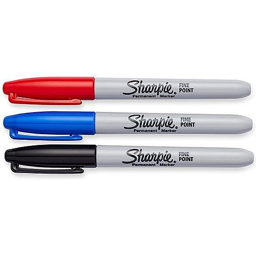 Sharpie 30173PP Fine Point Permanent Marker, Black, Blue, Red Alcohol Based Ink, 3-Pack