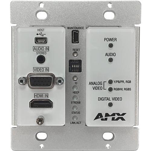 AMX NMX-ENC-N1115-WP-WH N1000 Series Wallplate Encoder, Minimal Proprietary Compression Video Over IP N1115 MPC Decor Style Wallplate Encoder with KVM, White