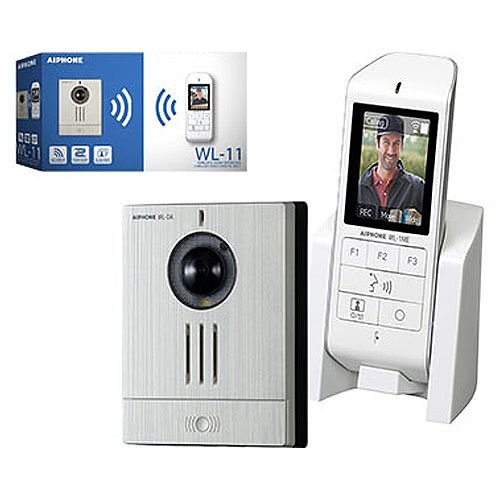 Aiphone WL-11.E1 Wireless Video Intercom Set, 4-Piece, Includes WL-DA (Door Station), WL-1ME (Master Station), WLW-C.E (Charging Dock) and BLJ06W050040P2-U (AC Adaptor)