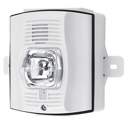 System Sensor P2WHK-P SpectrAlert Advance Outdoor Selectable Output Horn Strobe, 2-Wire, Wall Mount, High CD, no Marking, White (Includes Plastic Weatherproof Back Box)