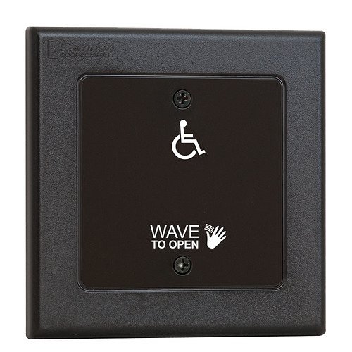 Camden CM-333-42WL1 Hybrid Battery Powered Touchless Switch, 1 Wired Relay, Double Gang Faceplate Hand Icon, 'Wave To Open' Text and Wheelchair Symbol (2) 'AA' Lithium Batteries