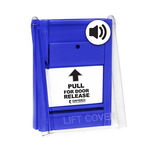 BLUE 'PULL FOR DOOR RELEASE' STATION C/W LIFT COVE