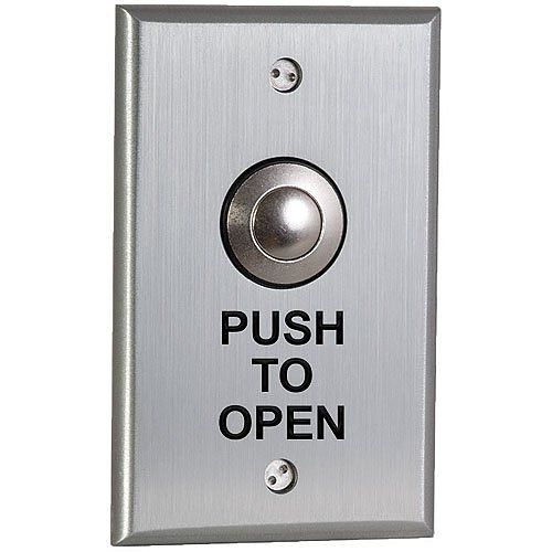 DPDT MOMENTARY 'PUSH TO OPEN', BLACK GRAPHICS