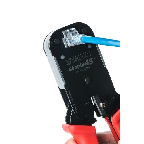 Simply45 S45-C100 RJ45 Crimp Tool Pass Through, Unshielded & Internal Ground Shielded