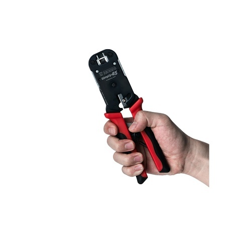 Simply45 S45-C100 RJ45 Crimp Tool Pass Through, Unshielded & Internal Ground Shielded