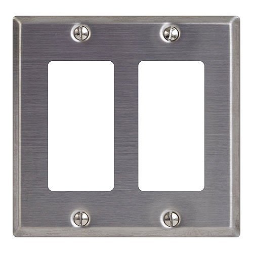 ICC Decorex Stainless Steel Faceplate with 2 Insert Spaces in Double Gang