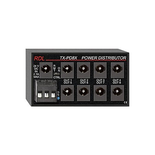 RDL TX-PD8X Switching Power Supply Distributor, 24VDC, Up to 8 Power Distribution Points