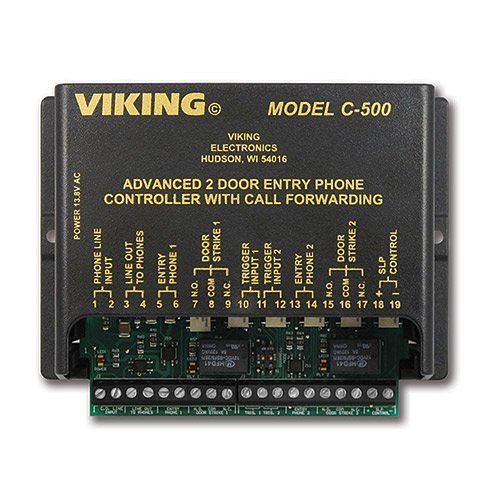 Viking Electronics Two Door Entry Phone Controller with Call Forwarding and Door Strike Controls