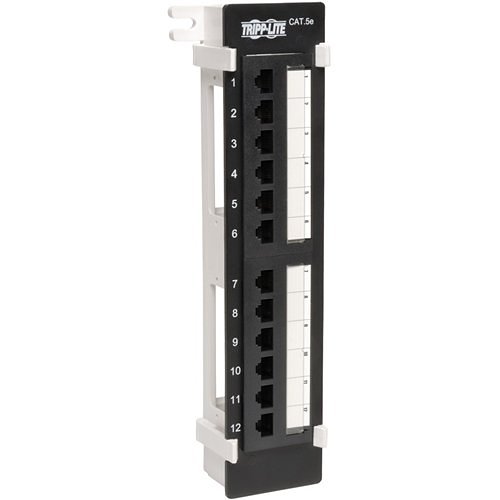 Tripp Lite N050-012 12-Port Wall-Mount CAT5e Patch Panel, 568B, RJ45 Ethernet, TAA