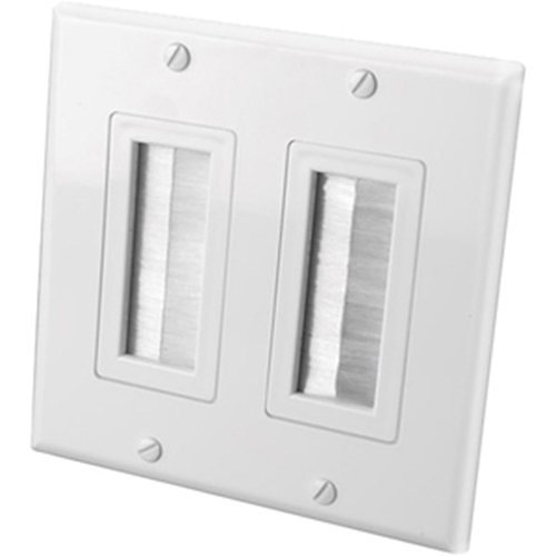 Vanco 120827X Decor Style Brush Bulk Cable Wall Plates, Dual Gang, White