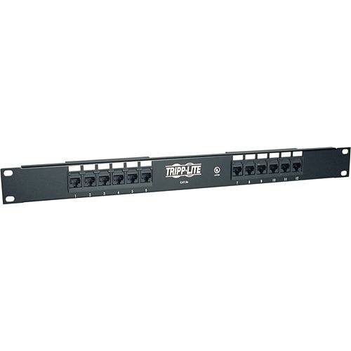 Tripp Lite N052-012 12-Port 1U Rack-Mount Cat5e 110 Patch Panel, 568B, RJ45 Ethernet, TAA, 19" Rackmount Ready, 1U Height (1.75")