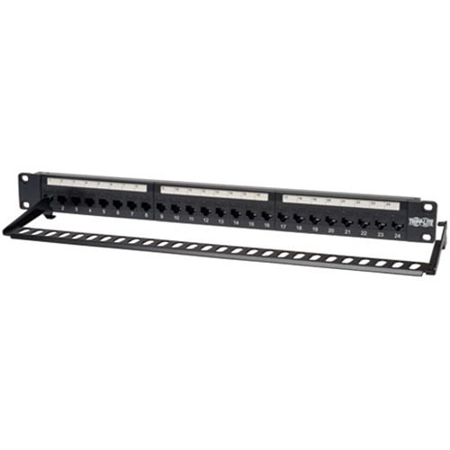 Tripp Lite N254-024 24-Port 1U Rack-Mount CAT6/CAT5 Feedthrough Patch Panel, RJ45 Ethernet, TAA