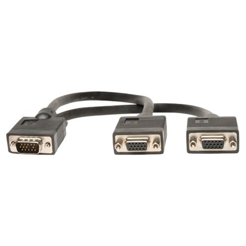 Tripp Lite P516-001 VGA Monitor Y Splitter Cable, 1' (0.3m), HD15 M to 2x HD15 F