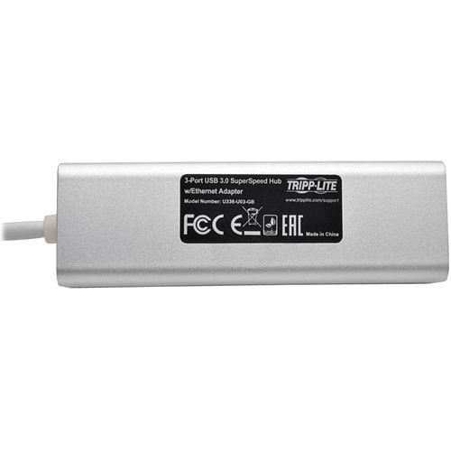 Tripp Lite U336-U03-GB USB 3.0 SuperSpeed to Gigabit Ethernet NIC Network Adapter with 3-Port USB Hub