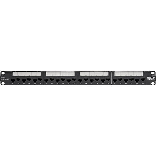 Tripp Lite N252-024-6A 24-Port 1U Rack-Mount CAT6a/CAT6/CAT5e 110 Patch Panel with Cable Management Bar, 110 Punchdown, RJ45, TAA