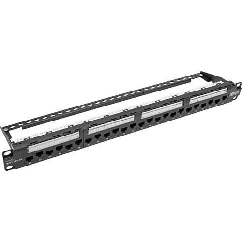 Tripp Lite N252-024-6A 24-Port 1U Rack-Mount CAT6a/CAT6/CAT5e 110 Patch Panel with Cable Management Bar, 110 Punchdown, RJ45, TAA