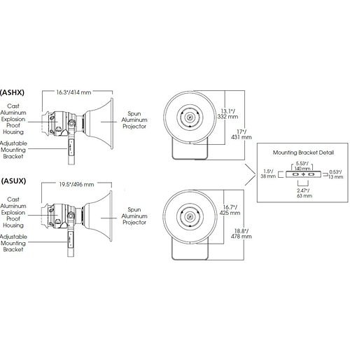 Federal Signal ASHX-024 Speaker System, Amplified, Explosion-proof, UL, 15 watt, 24VDC, Red