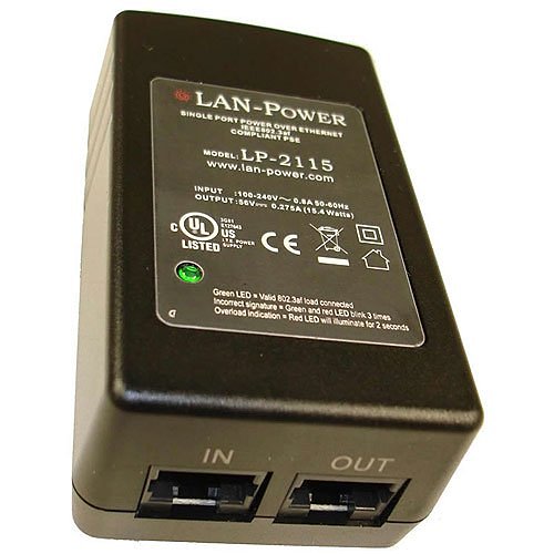 LAN Power LP-2115 Single Port PoE Midspan Wall Plug Injector Supports Powering IP �PoE Enabled� End Devices