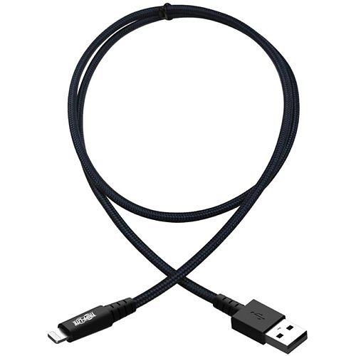 Tripp Lite M100-010-GY-MAX Heavy-Duty USB-A to Lightning Sync/Charge Cable, UHMWPE and Aramid Fibers, MFi Certified, 10' (3.05 m)