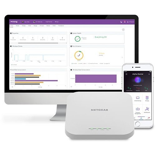 Netgear WAX610 Cloud Managed Wi-Fi 6 AX1800 Dual Band PoE Multi-Gig Insight Managed Wi-Fi 6 Access Point