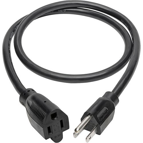 Tripp Lite P024-003 Power Extension Cord, NEMA 5-15P to NEMA 5-15R - Heavy Duty, 15A, 120V, 14 AWG, 3' (91.4 cm), Black