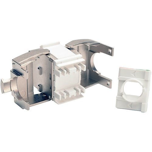 Tripp Lite N238-001-SH-TFA Toolless Shielded CAT6a Keystone Jack, PoE/PoE+ Compliant, Shuttered, TAA, Silver