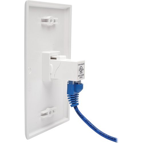 Tripp Lite N235-001-WH-6AD CAT6a Straight-Through Modular In-Line Snap-In Coupler with 90 Degree Down-Angled Port, (RJ45 F/F), White