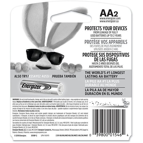 Energizer Max Alkaline AA Batteries, 2 Pack