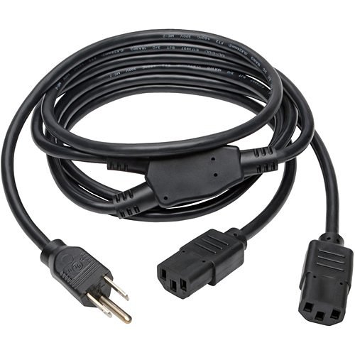 Tripp Lite P006-006-2 Y Splitter Power Cable, NEMA 5-15P to 2x C13, 10A, 125V, 18 AWG, 6' (1.83 m), Black