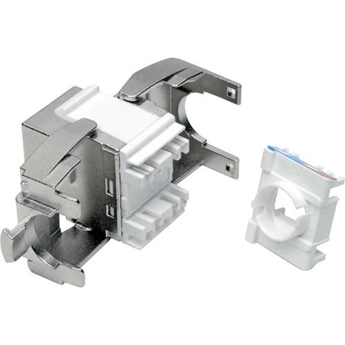 Tripp Lite N238-001-GY-TF Keystone Jack CAT6/CAT5e, RJ45, Shuttered, Dust Cap, Toolless, PoE/PoE+ Compliant, TAA, White