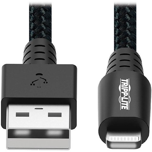 Tripp Lite M100-010-GY-MAX Heavy-Duty USB-A to Lightning Sync/Charge Cable, UHMWPE and Aramid Fibers, MFi Certified, 10' (3.05 m)