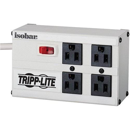 Tripp Lite IBAR4-6D Isobar 4-Outlet Surge Protector, 6' Cord with Right-Angle Plug, 3330 J, Metal Housing