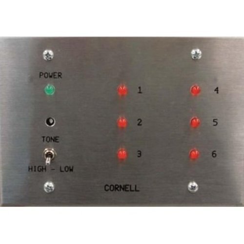 Cornell A-4006A Annunciator, 6 Zone on 3 Gang Stainless Steel Plate