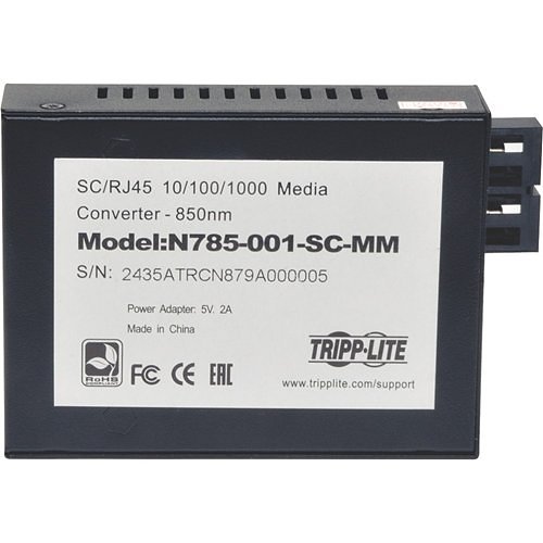 Tripp Lite N785-001-SC-MM Gigabit Multimode Fiber to Ethernet Media Converter, 10/100/1000 SC, 1804.45' (550 m), 850 nm