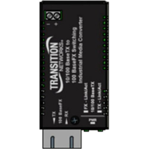 Transition Networks M/E-ISW-FX-02(SM) 1.8" x 3.3" X 0.85" Hardened Mini Fast Ehternet Media Converter, Auto-MDI/MDIX, 12-48 VDC and 24-36 VAC