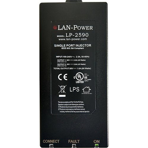 LAN Power LP-2590 Single Port ULTRA High Power/PoE+ Midspan Injector Supports Powering IP End Devices