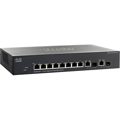 MuxLab Cisco SG300-10P 10-Port Gigabit PoE Managed Switch (Pre-Configured)
