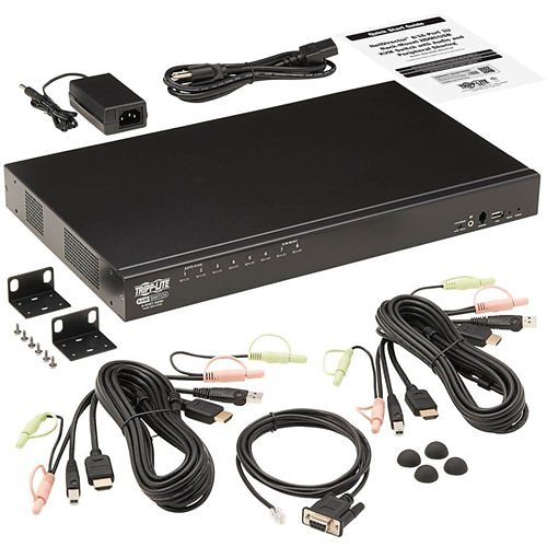 Tripp Lite B024-HU08 8-Port HDMI/USB KVM Switch with Audio/Video and USB Peripheral Sharing, 1U Rack-Mount