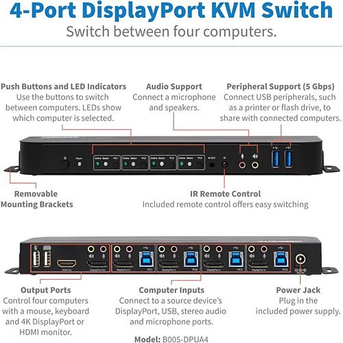 Tripp Lite B005-Dpua4 4-Port Displayport/USB KVM Switch