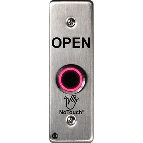 STI NT-SS002-EN NoTouch Stainless Steel Open Legend IR Switch, Slim/Mullion Mount, Back Box