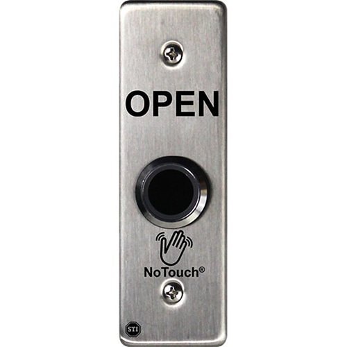 STI NT-SS002-EN NoTouch Stainless Steel Open Legend IR Switch, Slim/Mullion Mount, Back Box