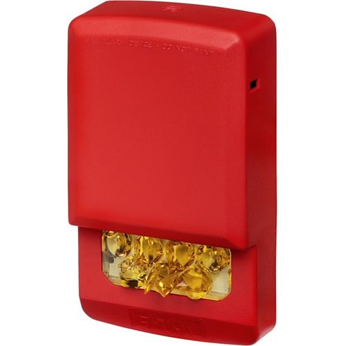 Eaton ELSTR-NA Eluxa LED Strobe, Red, Wall, 24V, 15/30/75/110/135/185CD, No Lettering, Amber Lens