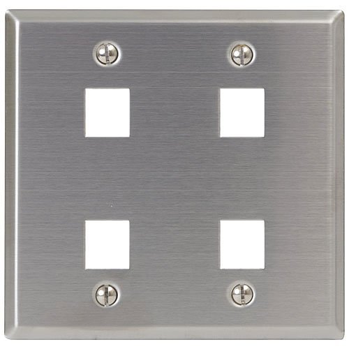 ICC 4-Port Double Gang Stainless Steel Faceplate