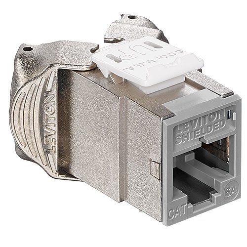 Leviton Atlas-X1 Cat 6A Shielded QuickPort Jack, Component-Rated, Gray