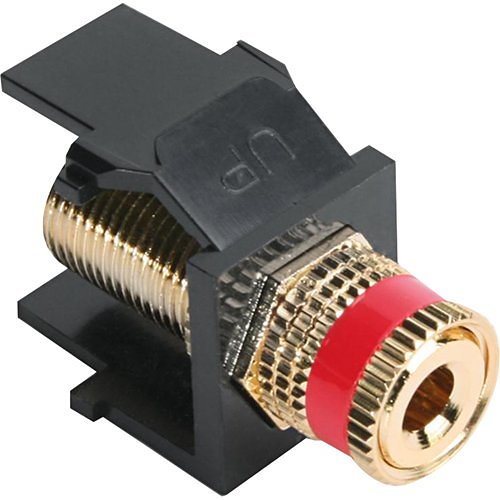 Leviton QuickPort Snap-In Bulkhead Binding Post Connector with Red Stripe