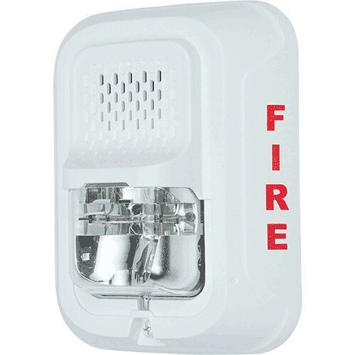 System Sensor P4WL L-Series Indoor Selectable Output Horn Strobe, 4-Wire, Wall Mount, "FIRE" Marking, White