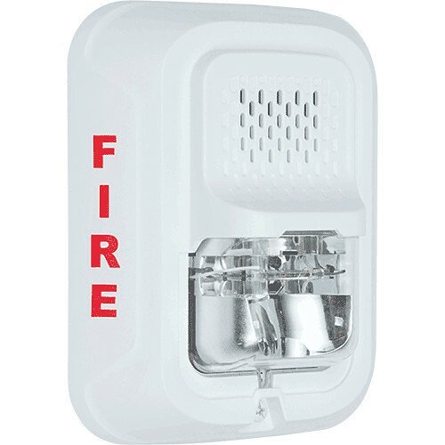 System Sensor P4WL L-Series Indoor Selectable Output Horn Strobe, 4-Wire, Wall Mount, "FIRE" Marking, White